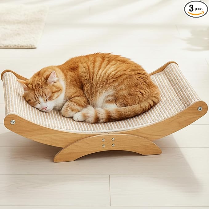 Large Cat Scratcher Bed, Wood Cat Couch & Sisal Scratching Board, Sturdy Cat Hammock & Scratch Pad Lounge for Indoor Cats, Multi-Cat Furniture for Deep Sleep