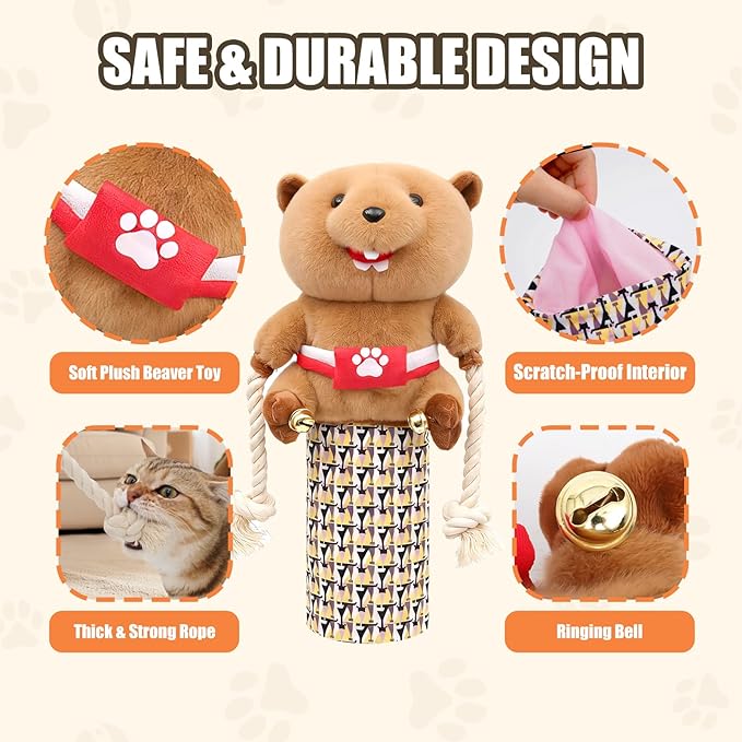 Cat Wrestling Glove Puppet for Indoor Cats – Interactive Bite Resistant Cat Toy with Protective Arm Sleeve & Catnip Caterpillar