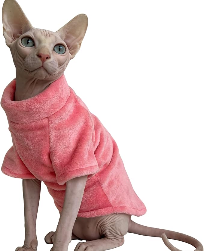 Sphynx Cat Clothes for Cats Only, Warm Sphynx Hairless Cat Clothes Sweaters, Soft Sphinx Cornish Rex and Devon Rex Outfits Costume Pajamas Apparel Christmas Holiday,Blush Pink,L