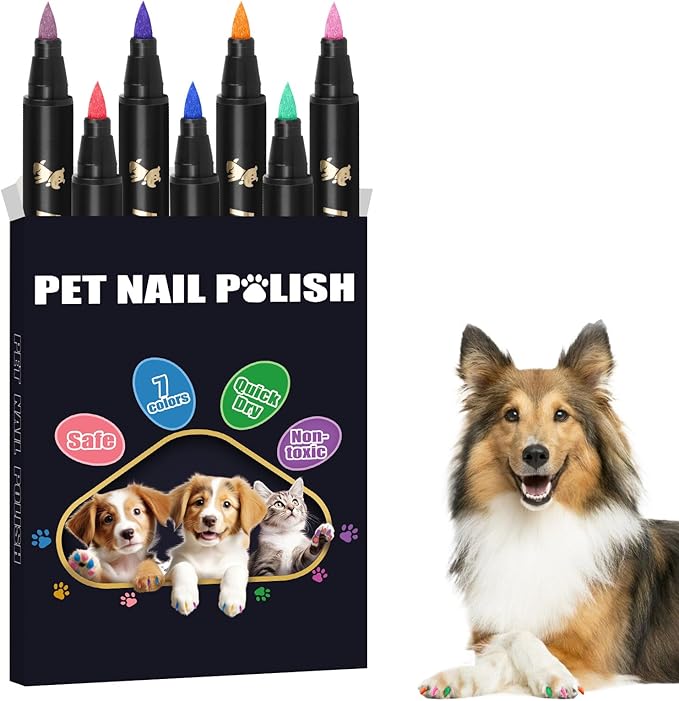 7 Colors Dog Nail Polish Pens Quick Dry,Pet Safe Nail Polish,Easy to Apply,Non Toxic,DIY Dogs Puppy Nails