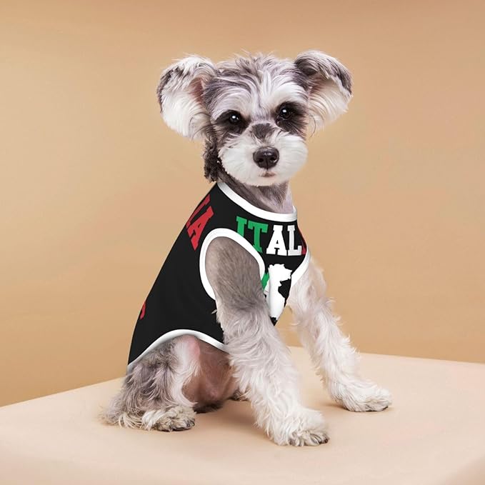 Italia Flag Italy Italian Italiano Map Dog Shirts Sleeveless Puppy Cotton T-Shirts Breathable Dog Clothes Pet Apparel Tank Top Pullover Doggy Cozy Canine Wear for Small Dogs Cats Black Medium