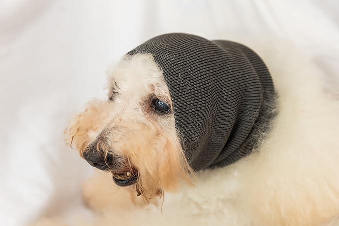 Dog Hematoma Ear Wrap,Pet Ear Head Wrap Anxiety Relief – Noise Canceling for Fireworks, Thunderstorms, Pet Grooming & Force Drying(Grey M)