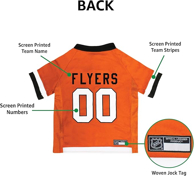 NHL Philadelphia Flyers Jersey for Dogs & Cats, X-Large. - Let Your Pet Be A Real NHL Fan!