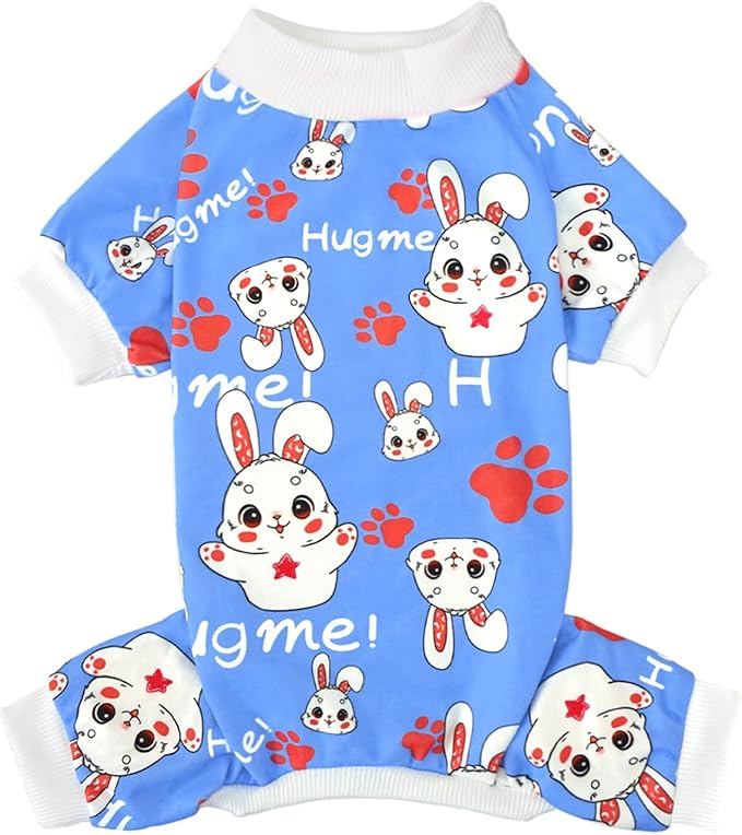 XPUDAC Easter Dog Pajamas Soft Stretchy Bunny Dog Clothes for Small Medium Dogs Pet Jumpsuit Cat Apparel-XS