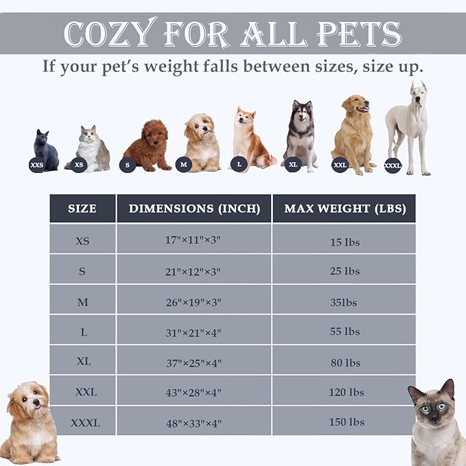 Washable Extra Large Medium Small Size Dog & Cat Bed Indoor, Calming Comfort Fluffy Self Warming Heated Couch Mat for Creat Cage, Heating Sofa Pad & Furniture for Big Sized Pet Puppy Bunny Rabbit Car