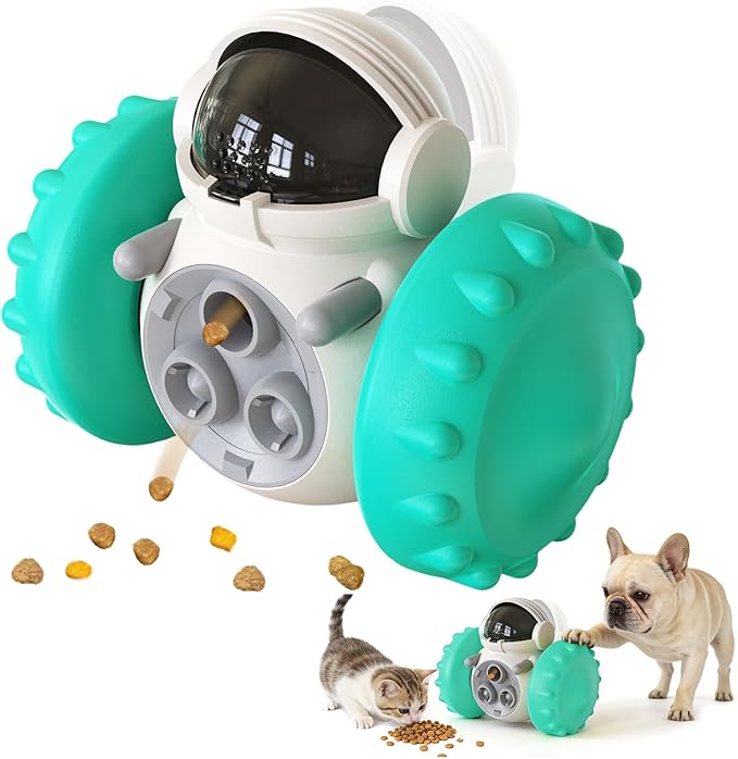 Cat Wobble Treat Dispenser Puzzle Toys Interactive Slow Feeder Snack Enrichment Fun Sliding Rolling Exercise & Distribution Toy for Indoor Cats, Small and Medium Dogs