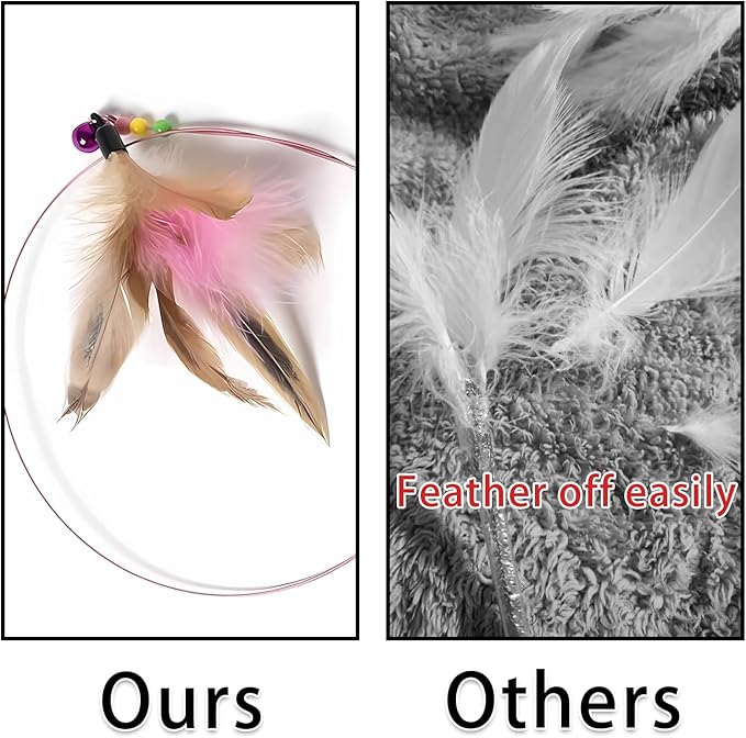 2 PCS Cat Toys Interactive for Indoor Cats,Cat Feather Toys and Wand Toys for Chase Exercise,Teaser Play with Kitten