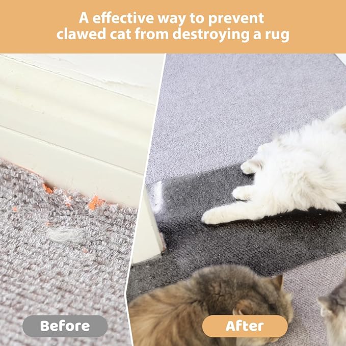 Carpet Protector for Pets Cat Carpet Protector for Doorway, Anti Scratch Under Door Cat Scratch Protector Mat, Easy to Cut Plastic Stopper (Grey, 3.6FT-2pack)