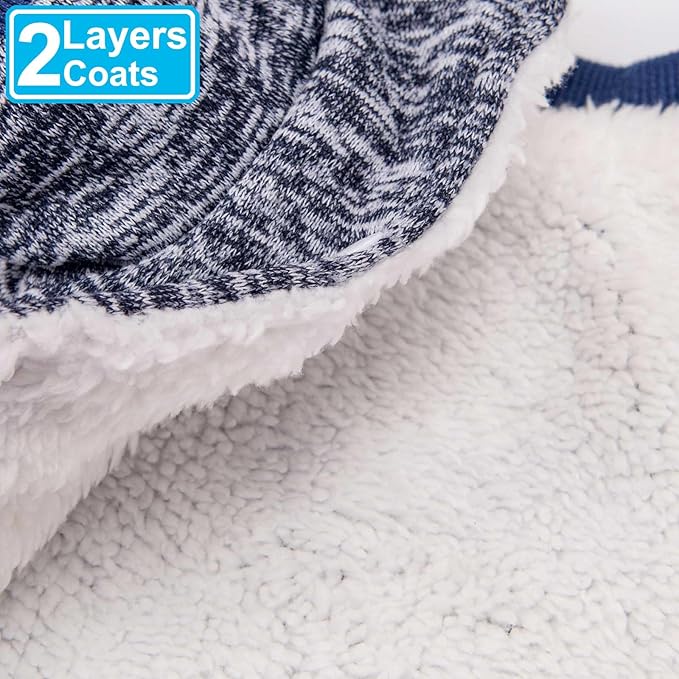 Dog Sweater, Dog Sweaters for Small Dogs, 2, 3 Pack Warm Soft Pet Clothes for Puppy, Medium Large Cat, Dogs Girl or Boy, Dog Shirt for Winter Christmas (Coat Grey+Navy, XX-Small)