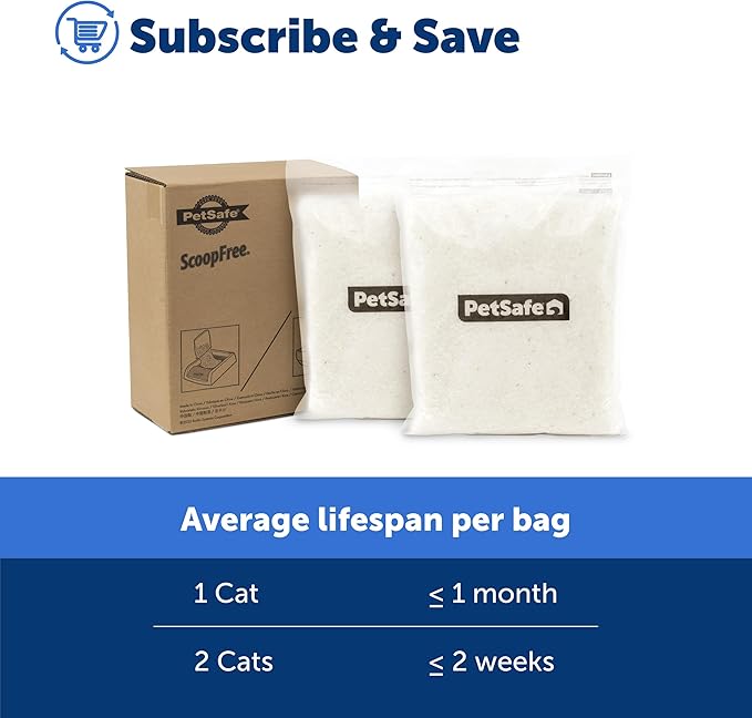 PetSafe ScoopFree Premium Crystal Cat Litter - Outperforms Clay Litter - Refill Packs - Reusable Tray Compatible - Fragrance Free - 4.3 lb Bags - 2 Pack