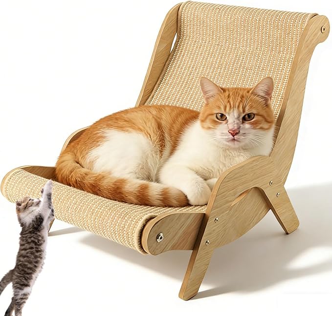 Cat Recliner Scraper Board,Cat Scratch Pad Bed Lounge for Indoor Cats,Modern Cats Furniture for Scratching and Resting,Sisal Cat Chair Fits Cats Up to 20 in Body Length (1Piece)