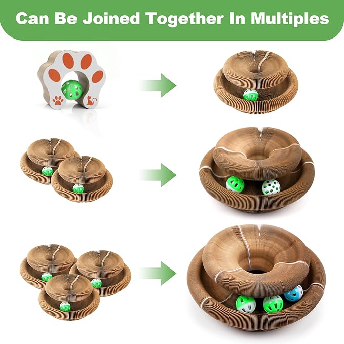 Goosheep 2Pack Magic Organ Cat Scratching Board Cat Accordion Toy Cats Scratching Post Ball Track, Kitten Fun Intelligence Physical Exercise Educational Toy