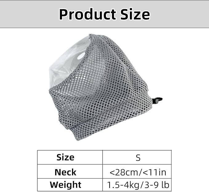 Cat Bubble Muzzle for Cats That Bite Transparent Muzzle for Grooming and Nail Trimming Adjustable Soft Breathable Mesh for Bite Prevention(Grey S)