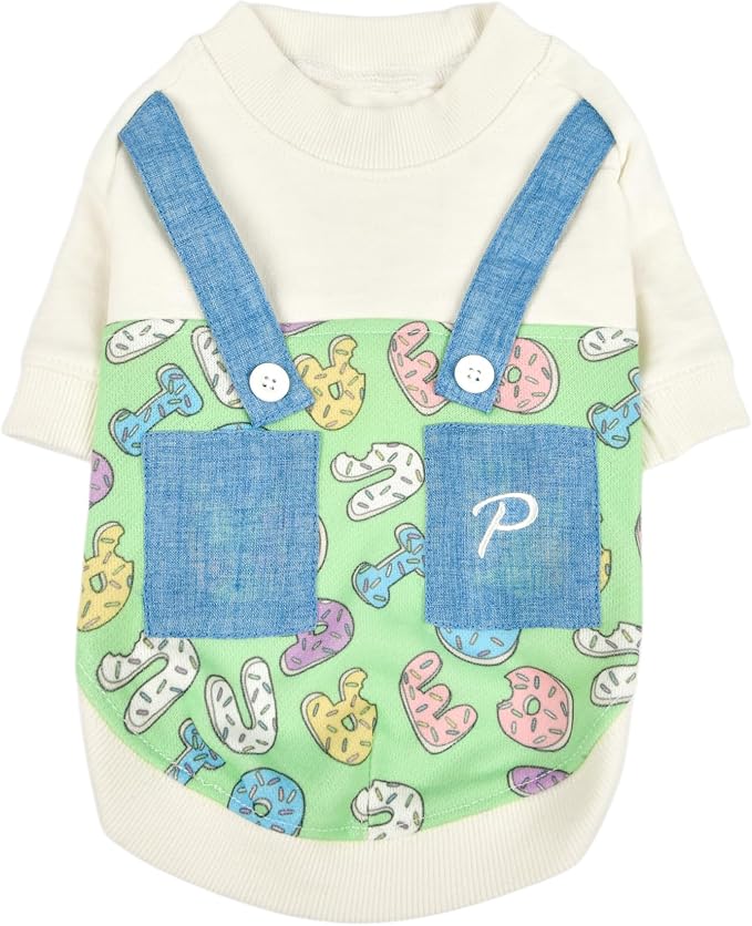 Puppia Maisy Dog Shirt Round NeckTrendy Fashionable Cute Dog Apparel for Small and Medium Dogs, Ivory, Small