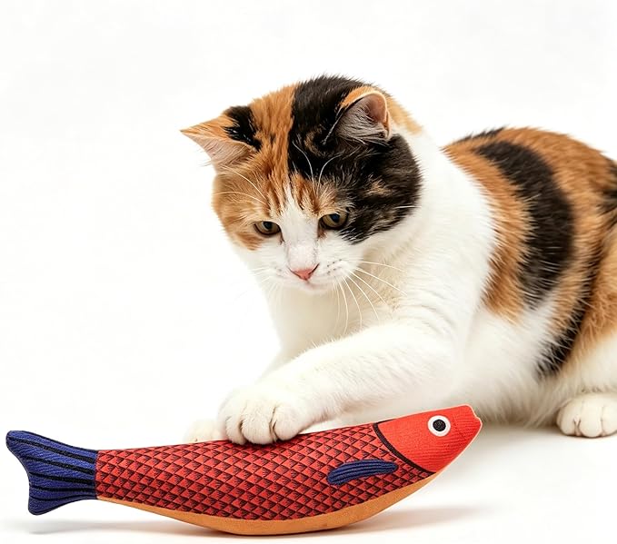 Cat Toys with Soft Chew Kicker Cat Toys for Indoor Cats & Kittens, Crinkle &Rattle Fish Sound Toy (1 Pack)