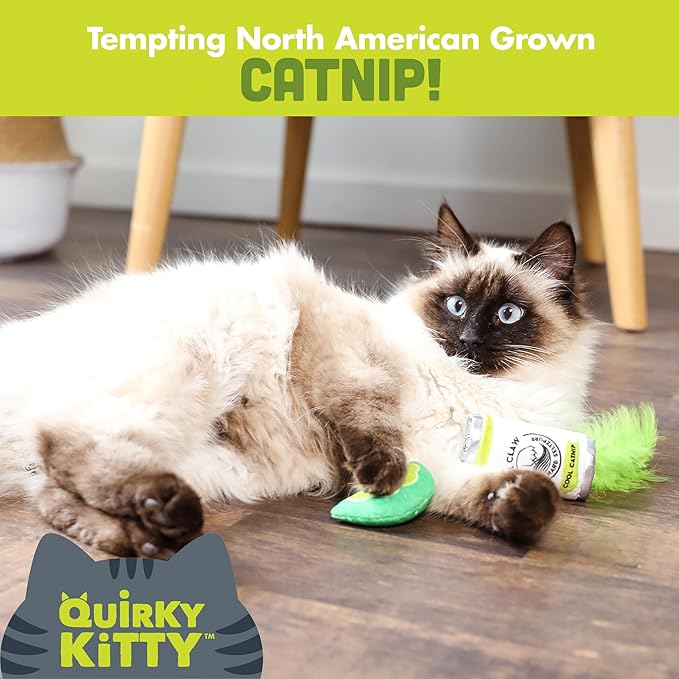 Whisker Claw & Lime Catnip Crinkle Plush Cat Toy, Pack of 2 | Soft Plush Toys with Textured Crinkle Sound | Enriched with Premium Catnip