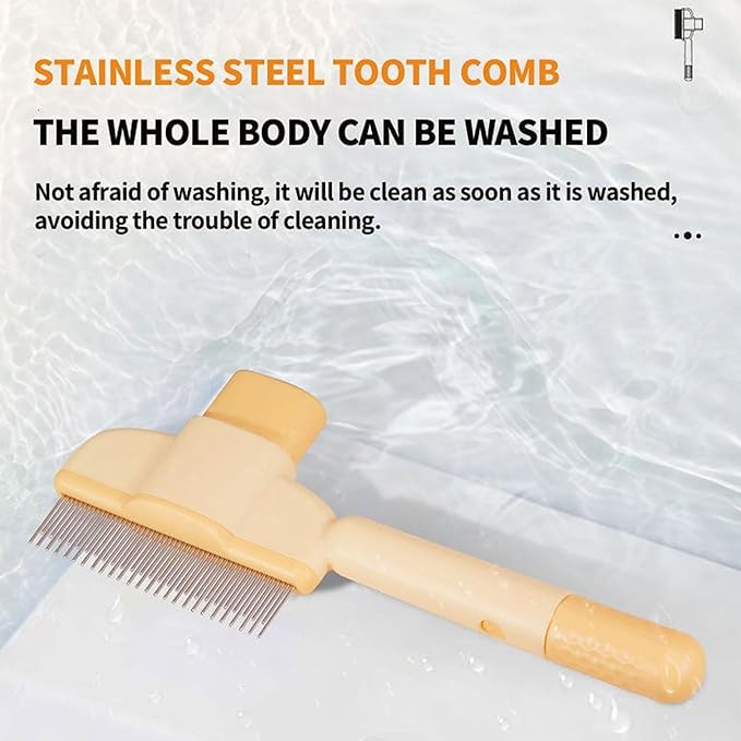 2025 Self-Cleaning Pet Hair Removal Comb & Flea Comb for Cats and Dogs Stainless Steel Grooming Brush with Release Button, De-Shedding Tool for Hair, Massaging Tangle-Free Pet Comb (Green)