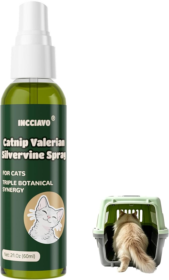Silvervine Spray for Cats with Catnip and Valerian, Helps Encourage Play, Scratching and Relaxation, Spray for Cat Toys, Scratchers, Beds and Carriers, 2 fl oz