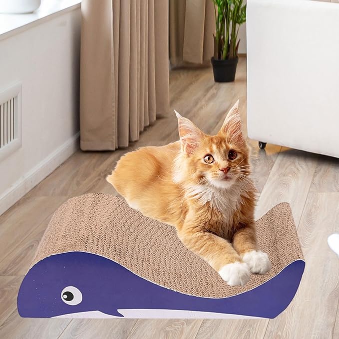 ing Pads Corrugated Scratching Couch Large Reversible Scratching Board er Cardboard for Cats Scratching, Whales, 41cmx21cmx11cm