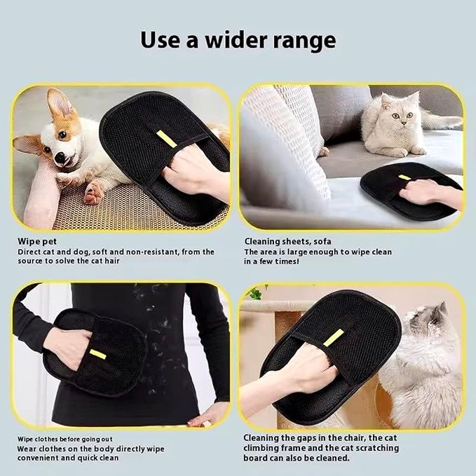 2 Pcs Pet Hair Removal Glove for Dogs & Cats, The Magic Brush Pet Hair Remover, Newly Upgraded Electrostatic Mitt, Washable Hair Remover Tool for Couch & Car Seat
