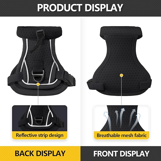 JOHNBOLIN Cat Harness and Leash Set - Escape Proof, Adjustable Breathable Vest Harnesses with Reflective Strips, Easy Control & Secure Walking for Small Medium Large Cats Kitten Collar (Black, Small)