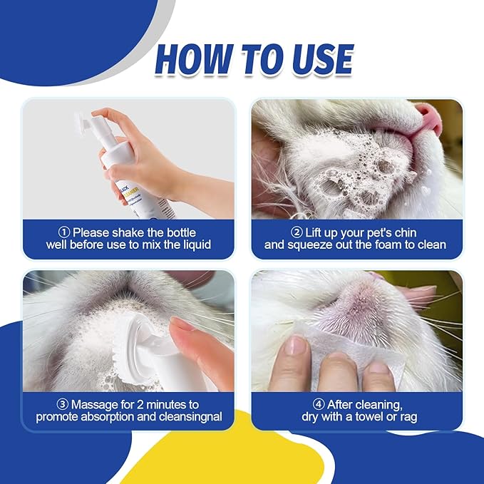 Cat Black Seed Cleaner,Remove Chin Blackheads,Cat Chin Grooming Wash,2-in-1 Wash and Brush for Stubborn Dirt,Cruelty-Free and Freshness 5.07 fl.oz