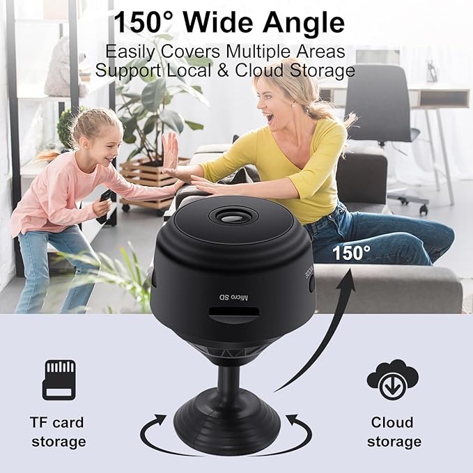 Hidden Camera,1080P HD WiFi Mini Nanny Cam with Night Vision & Motion Detection - Indoor/Outdoor Wireless Security Spy Cameras for Home, Car, Baby & Pet Monitoring-Upgraded A9