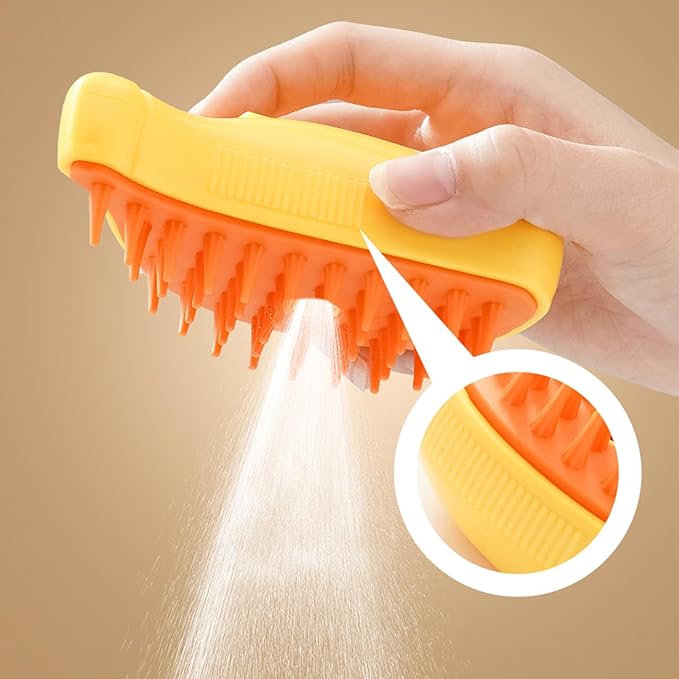 Cat Steam Brush, Cute Banana Shape Hair Brush Cat Dog Pet Brush Massager Steaming Spray Massaging Comb, Steam Cat Brush, Flyaway Hair Prevention Cat Grooming Brush, Dog Grooming Supplies (A)