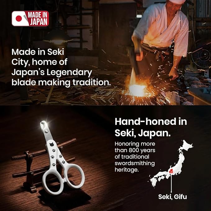 Necoichi Purrcision Feline Nail Clipper | Lever Principle Cat Nail Clipper | Butter-Smooth Cuts | Made in Japan, Seki Swordsmith Craftsman | Stainless Steel Cat Claw Trimmer for Indoor Cats (White)
