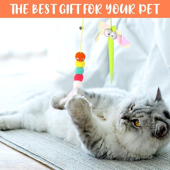 Shappy 150 Pcs Cat Toys for Indoor Cats Bulk, Kitten Toys Pack, Variety Interactive Gift Including Mice Rainbow Balls Spring Crinkle Balls Gift for Kitty Kitten Cat(Funny)