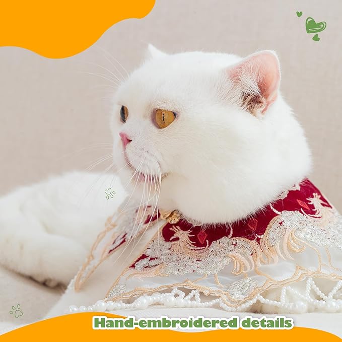 Silk New Year Pet Outfit for Cats & Small Dogs – Embroidered Vintage Pattern, Metal Buckle, Cat Costume Photo Prop for Birthday & Holiday