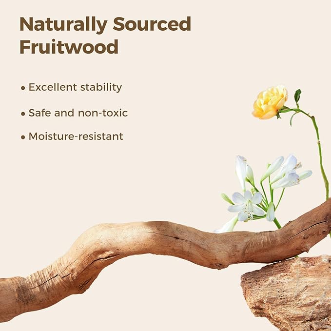 MUTTROS Wood Flower Cat Tree, Modern Cat Tower with Real Wood Branches, Luxury Boho Furniture with Scratching Post and 2 Perches, Cat Climbing Tower for Indoor Cats, Cloud White