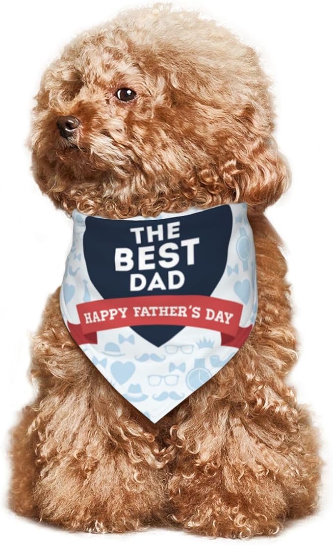 Happy Father's Day Dog Bandana Adjustable Reversible Triangle Dog Scarf Scarves Pet Bibs Costume Accessory Decor for Cats