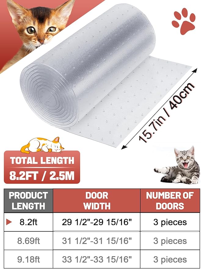 8.2Ft(L) Carpet Protector for Pets - Anti-Slip Cat Carpet Protector, Scratch Resistant Pets Scratch Stopper, Easy to Cut Floor Runner Under Doorway to Prevent Tearing