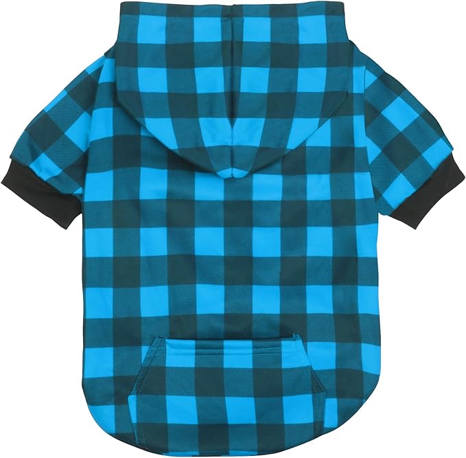 Plaid Dog Sweaters Hoodies Sweatshirts for Dogs Cats, Warm and Soft Cold Weater Coats for Christmas (Blue, XX-Large)