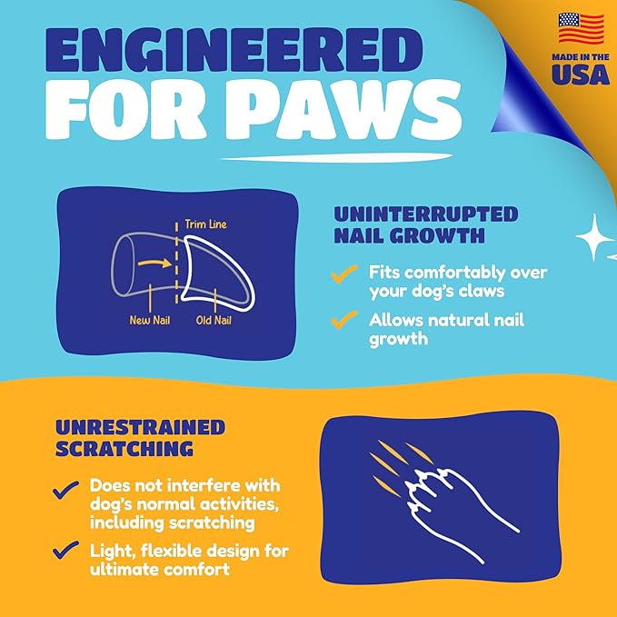 Soft Claws Nail Caps for Dogs with Non-Slip Design Made in USA - 40 Dog Nail Covers for Long-Lasting Protection of Floors and Furniture - Orange, XXL