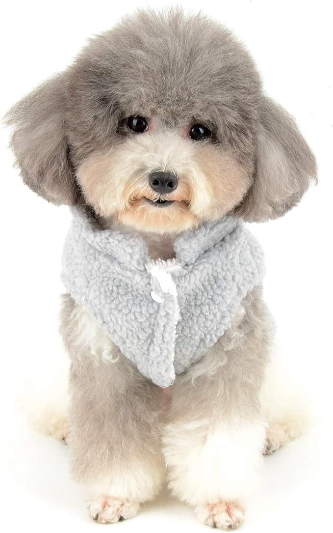 Zunea Small Dog Jacket Coat Fleece Puppy Girls Boys Winter Clothes Soft Warm Vest Pet Cold Weather Sweater Chihuahua Doggie Cats Jumper Apparel Gray S