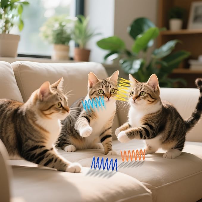 120 Pack 12 Colors Cat Spring Toys for Indoor Cats, Cat Interactive Toy, Colorful Plastic Spring Coils for Swatting, Biting, Hunting Kitten Toys