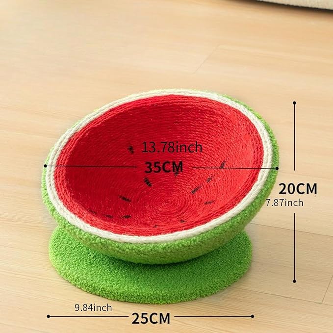 Cat Scratcher Bed Watermelon Cat Nest Furniture Protector Kitten Sleeping Nest Lounge Bed Cats Grinding Claws Indoor Outdoor, L with Base