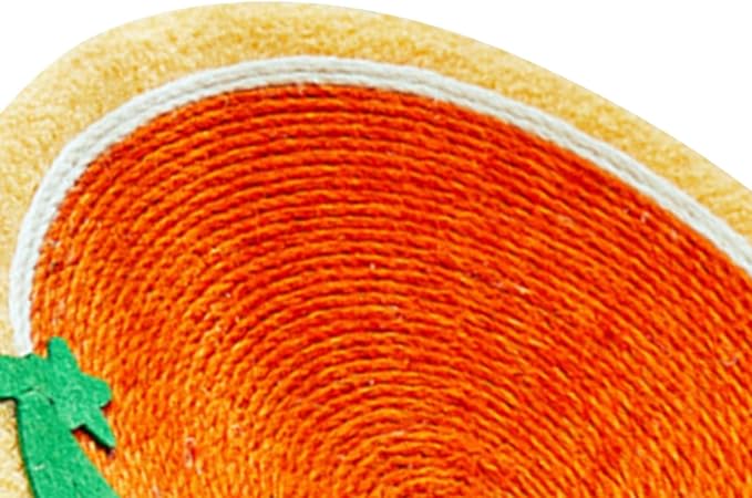 Cat Scratcher Bed Round Sisal Cat Scratcher Cardboard Cat Scratcher Lounge Bed Cat Scratcher Bowl Nest with Cartoon Pattern for Couch Carpets Sofas Protector (Orange)