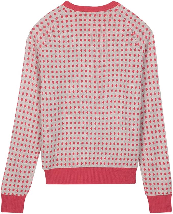 Blueberry Pet Women's Fair Isle Style Cardigan Sweater in Sugar Coral, Small