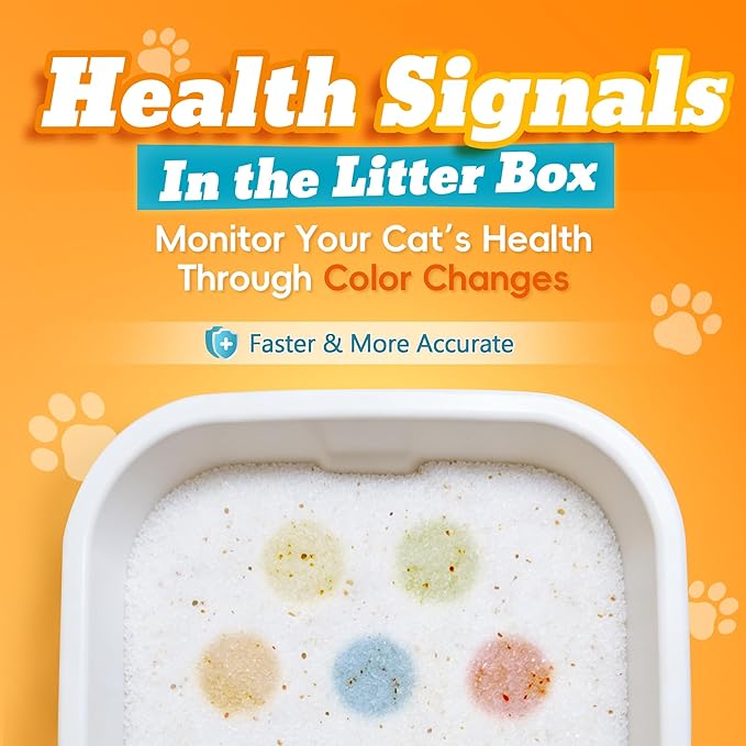 LMJP Health Monitoring Cat Litter — Super Odor Control, Color Changing for Early UTI Detection| 17.2lb, Non Clumping, Low Dust & Tracking, Micro Silica Crystals, Unscented — 3 Month Supply (4 x 4.3lb)