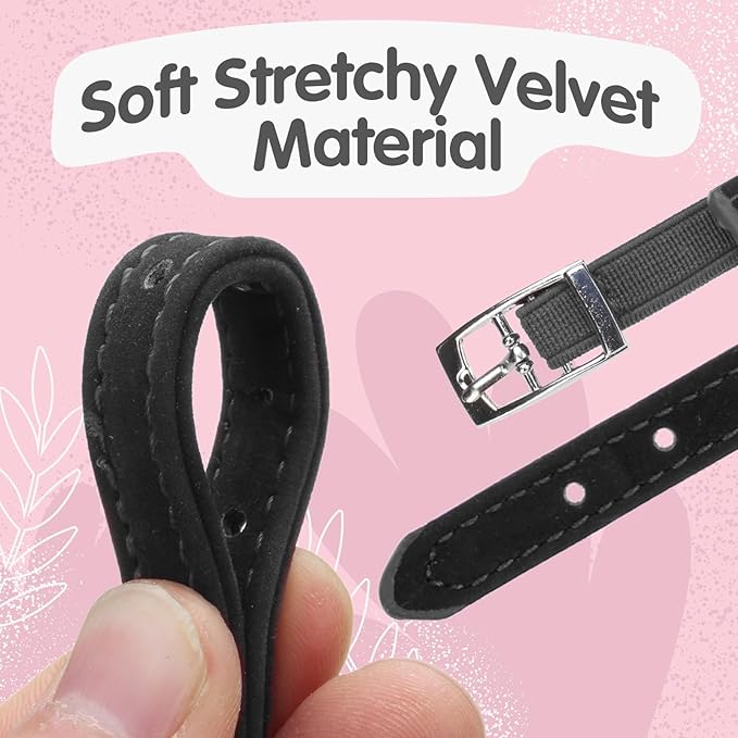 BINGPET 2 Pack Diamond Cat Collar with Bells and Safety Belt, Adjustable Soft Velvet Kitten Collar with Bling Heart Jewelry, Cute Black & Pink Cat Collars for Girls & Boys(Neck Girth 8"-10")