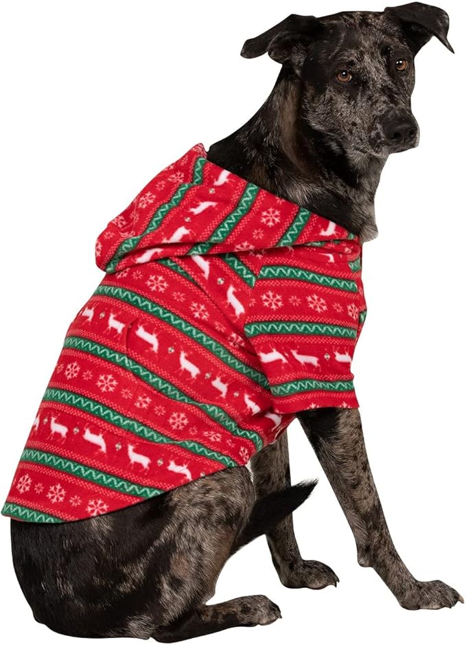 Pet Pjs - Nordic Christmas Pet Pjs Fleece Hoodie Sweaters - Small (Fits Up to 15 lbs) - Pet - Small (Fits Up to 15 lbs)
