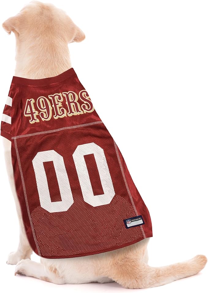 Pets First NFL San Francisco 49ers Dog Jersey, Size Large, Football Shirt Costume for Pet, Dog Sports T-Shirt, NFL Team Clothing for Cats, Licensed Pet Apparel Available in 7 Sizes and 32 Teams