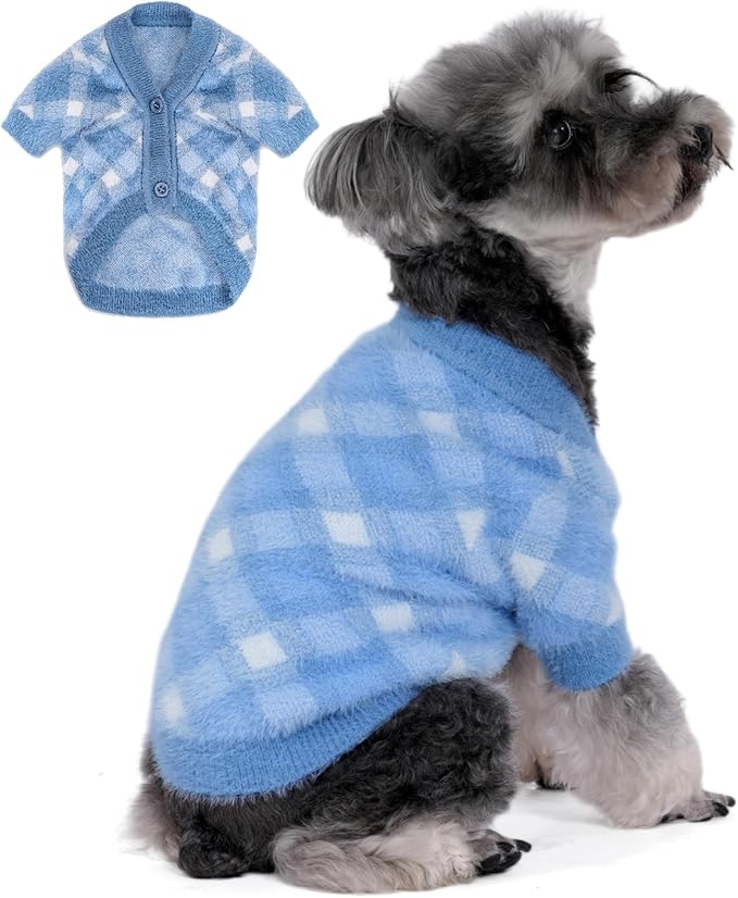 Dog Sweater, Sweaters for Small Dogs, Warm Soft Pet Clothes for Puppy, Medium Large Cat, Dogs Girl or Boy, Dog Shirt for Winter Christmas (Blue, X-Small)