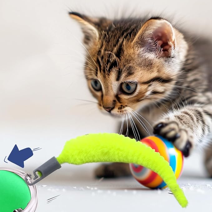 BOXOB 20pcs Cat Ball Replacement Tails, Automatic Moving Interactive Toy Tail Accessories Cat Wand Toy Worm Refills