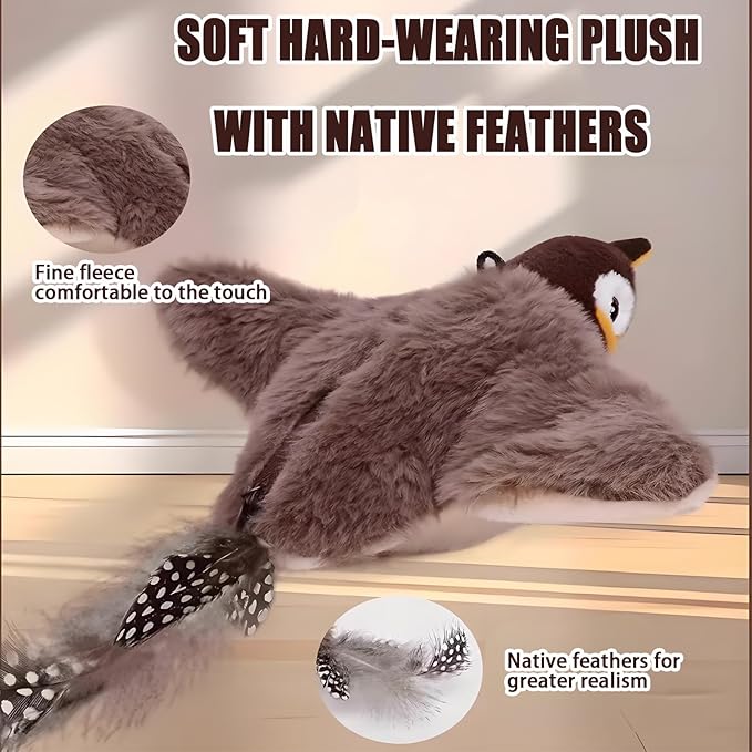 Dumwick 2026 Upgrade Interactive Chirping Bird Cat Toy,Flapping Wingss with Realistic Sounds,Simulated Chirping Bird Cat Toy for Indoor Play and Exercise (Sparrow 1pcs)