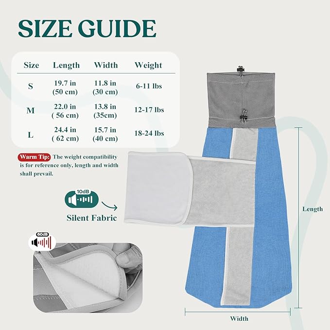 Supet Cat Grooming Wrap for Cutting Nails, Self-Adhesive Anti-Scratch Swaddle with Bite-Proof Mesh Hood & Thick Waist Strap Anti-Escape Bag for Nail Trimming, Medication, Ear Cleaning (Blue S)