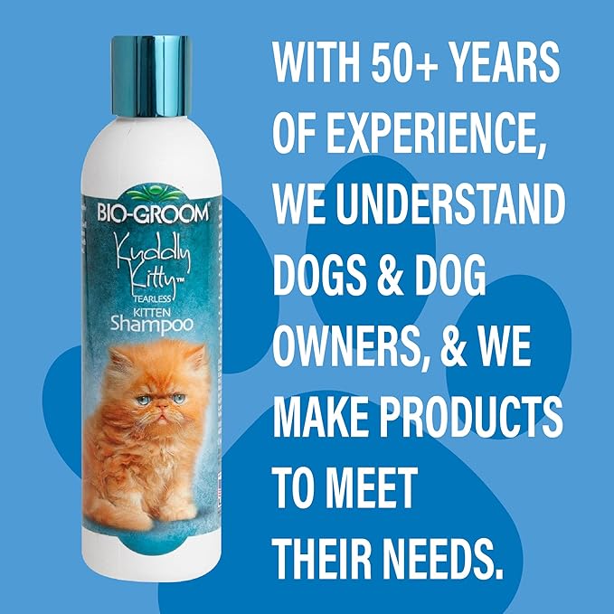 Bio-Groom Kuddly Kitty Shampoo - Tearless, Gentle Kitten Shampoo, Soap-Free, Cat Bathing Supplies, Quick Rinse, Cat & Kitten Grooming Supplies, Cruelty-Free, Made in USA - 8 fl oz 1-Pack
